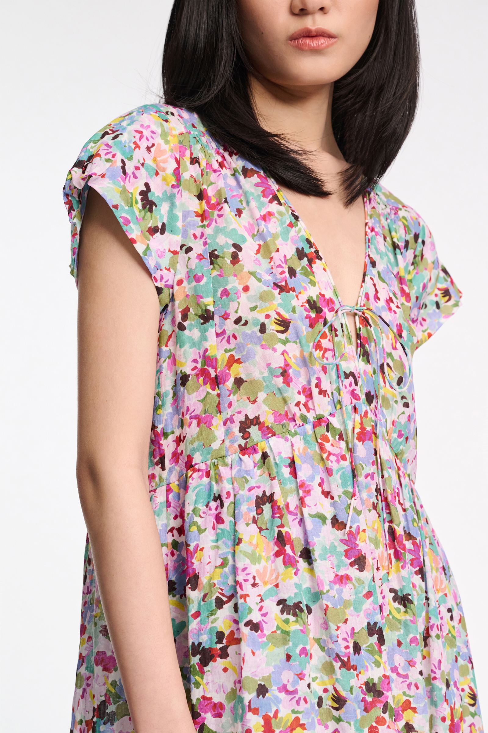 Dorothee Schumacher Florales Maxikleid aus Ramie colorful rose & green