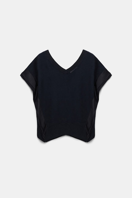 DELICATE STATEMENTS pullover Dorothee Schumacher Stricktop mit Satin-Details pure black