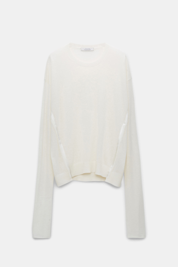 Dorothee Schumacher Wool-cashmere pullover with satin trim shaded white