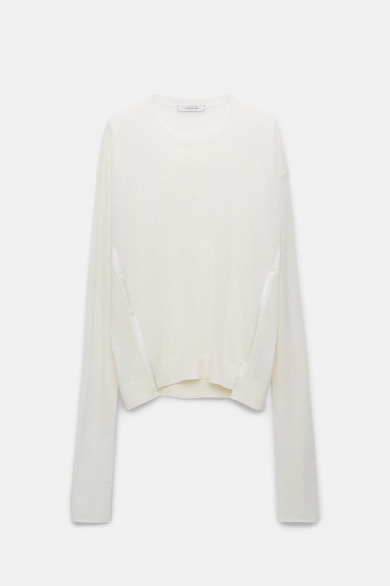 Dorothee Schumacher Wool-cashmere Pullover With Satin Trim In White
