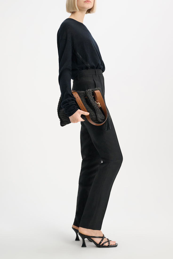 Dorothee Schumacher Wool-cashmere pullover with satin trim pure black
