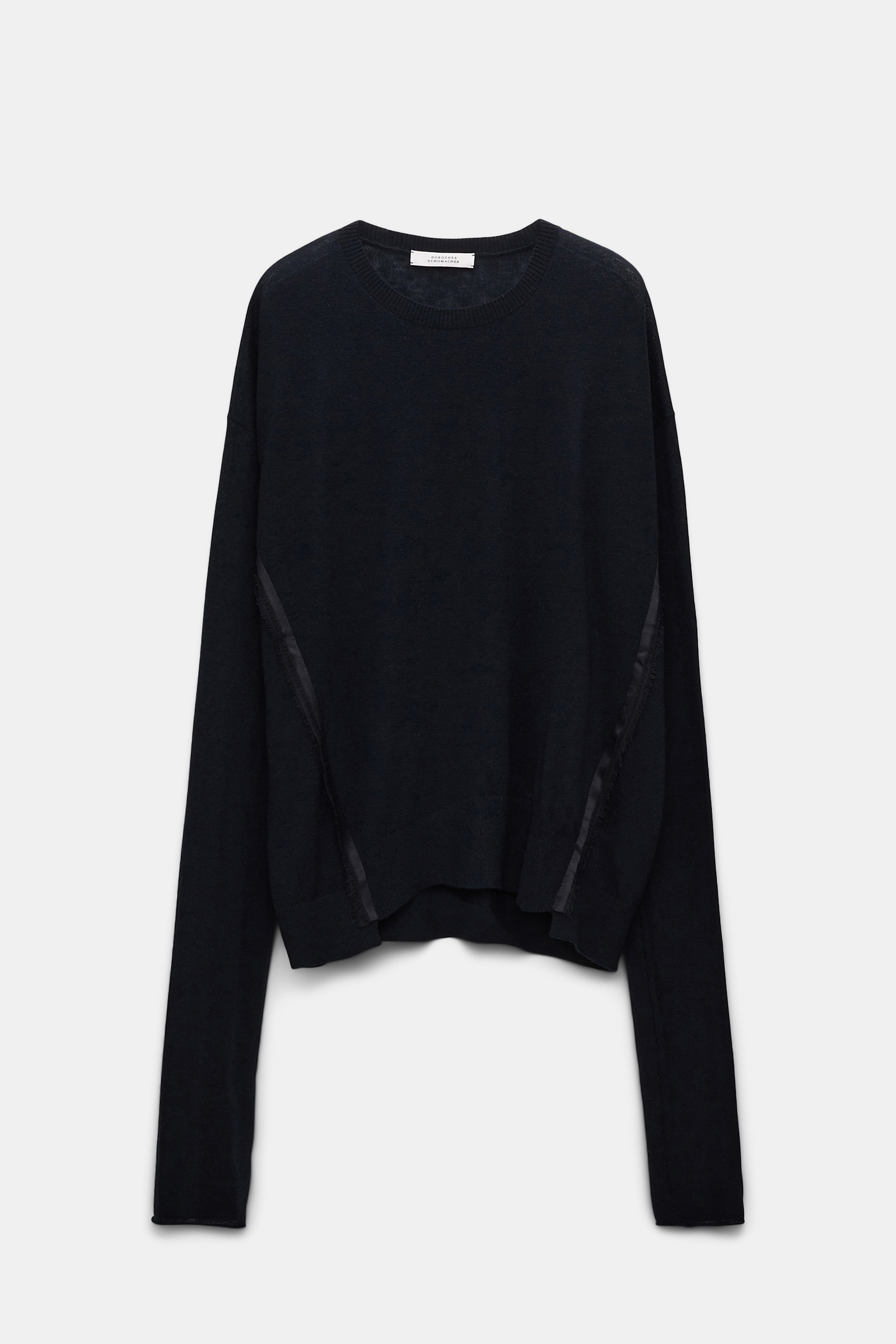 Dorothee Schumacher Wool-cashmere pullover with satin trim pure black