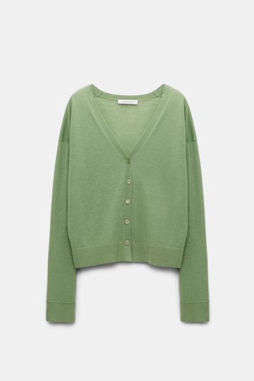 Dorothee Schumacher Wool-cashmere cardigan with tapered hem soft green
