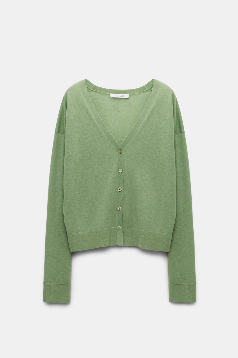 Dorothee Schumacher Wool-cashmere Cardigan With Tapered Hem In Green