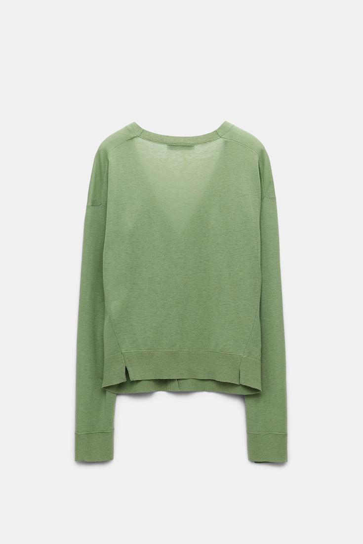 Dorothee Schumacher Wool-cashmere cardigan with tapered hem soft green