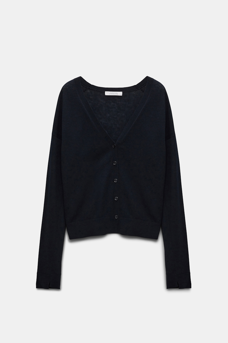 Dorothee Schumacher Wool-cashmere Cardigan With Tapered Hem In Black