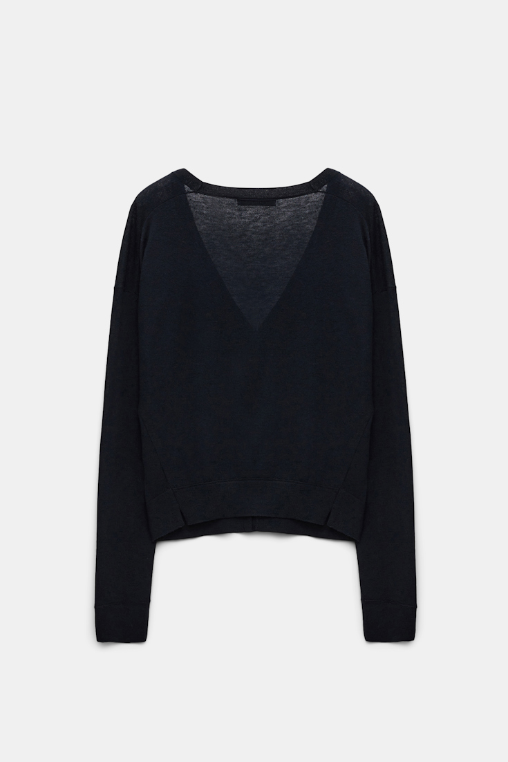 Dorothee Schumacher Wool-cashmere cardigan with tapered hem pure black