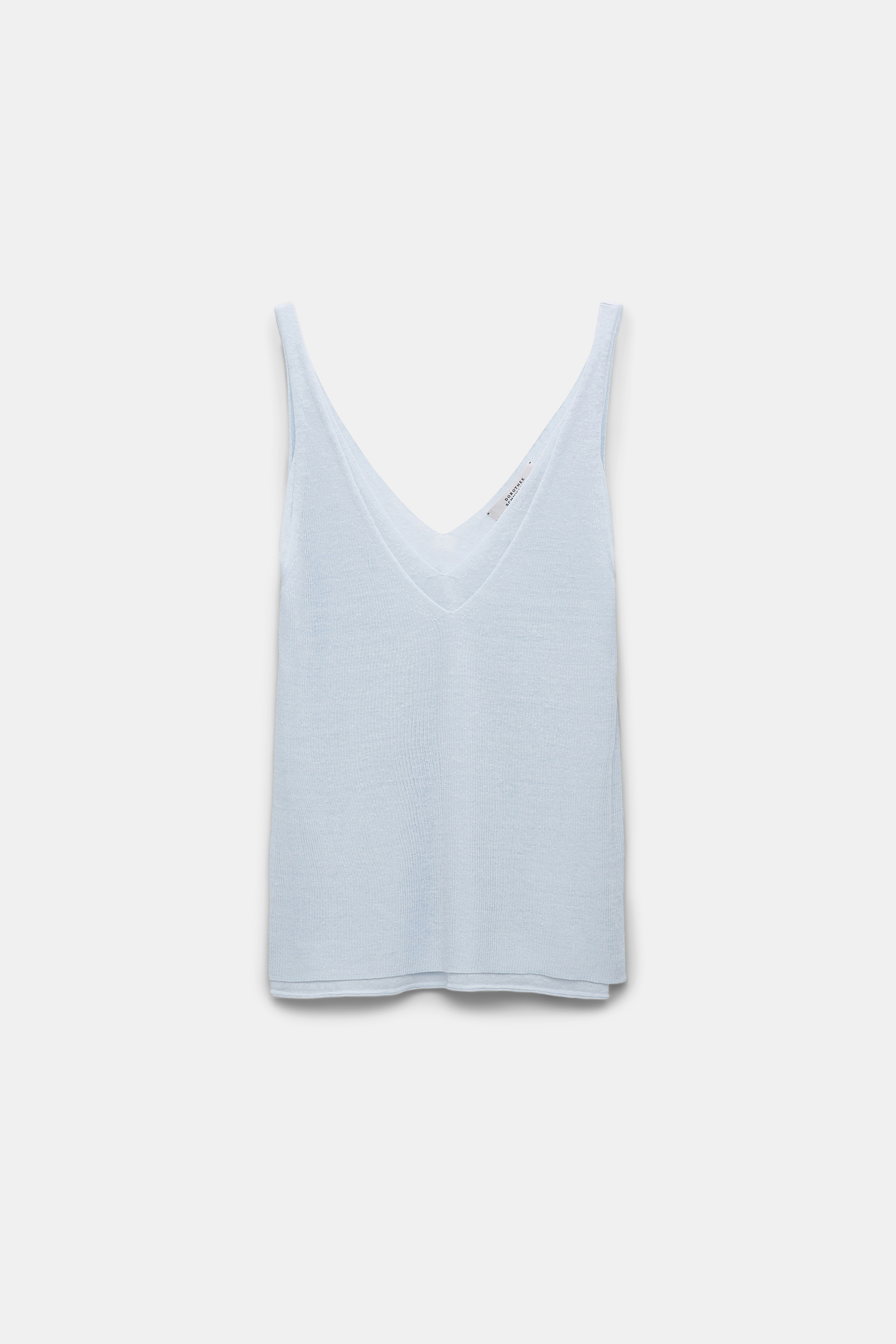 Dorothee Schumacher Doppellagiges Top aus Leinenmix soft blue