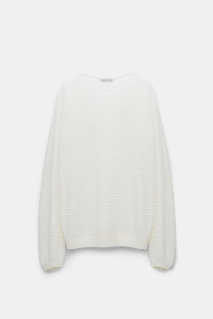 Dorothee Schumacher Round neck sweater with fitted cuffs camellia white