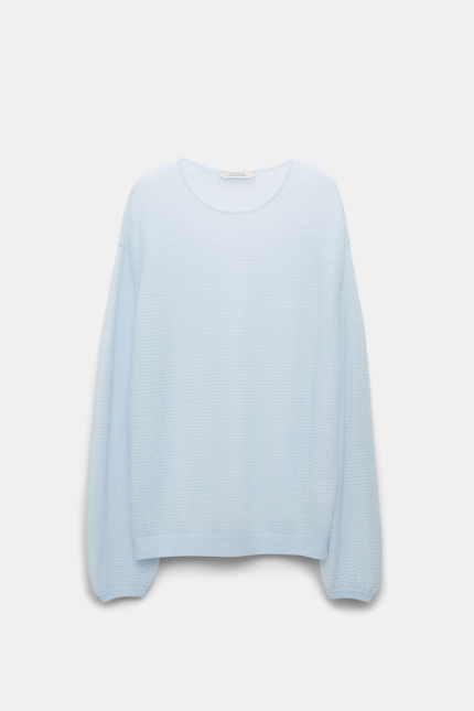 PLAYFUL SOFTNESS pullover Dorothee Schumacher Round neck sweater with fitted cuffs soft blue