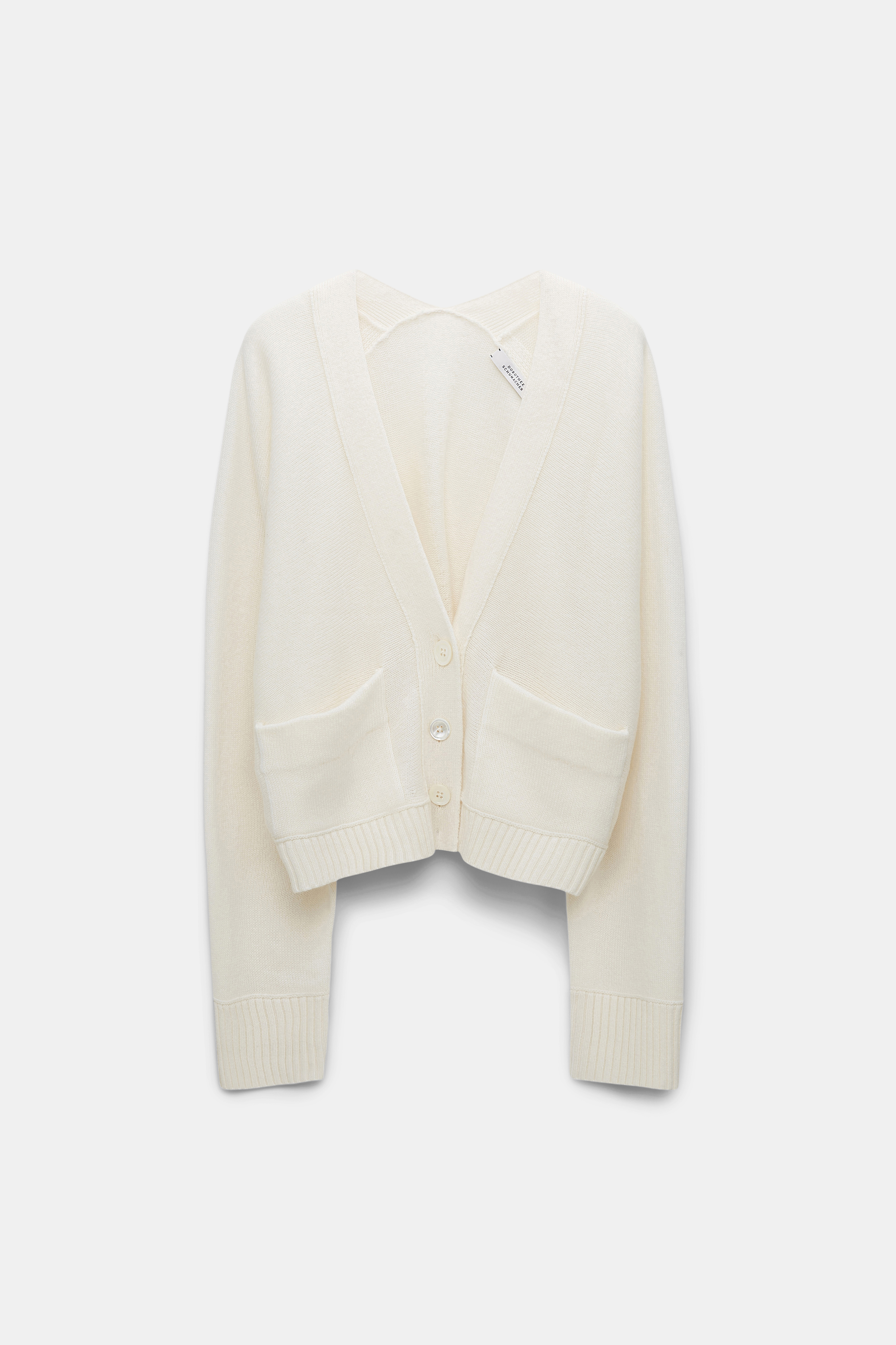 Dorothee Schumacher Merino-Kaschmir Cardigan mit aufgesetzten Taschen camellia white