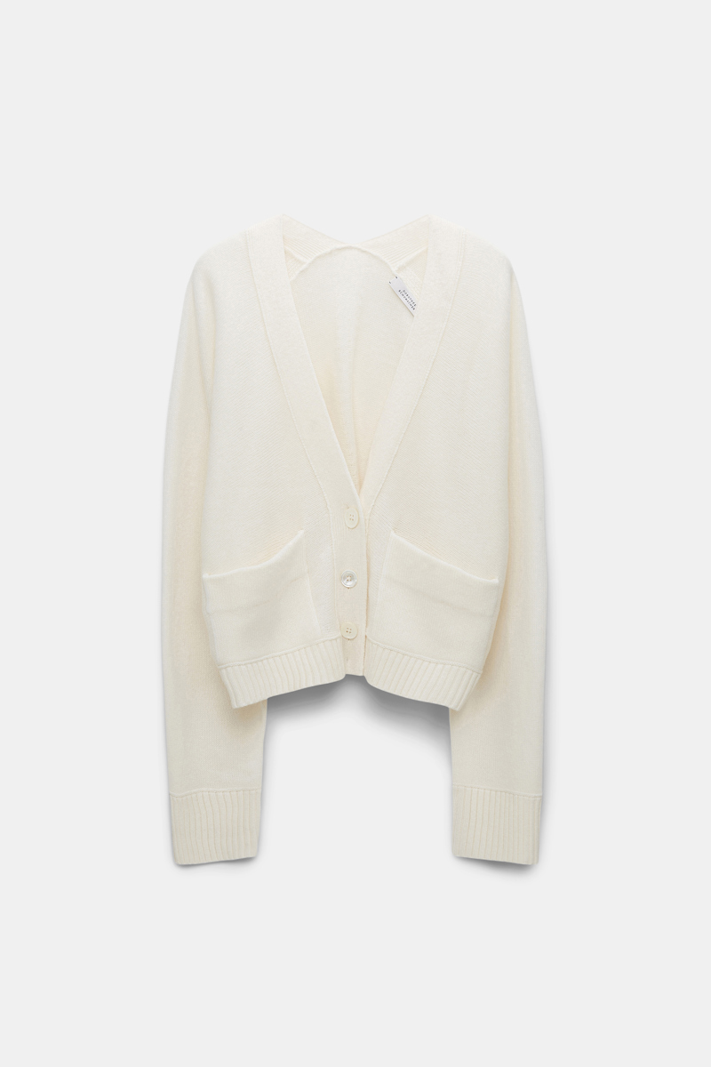 Dorothee Schumacher Wool-cashmere V-neck Cardigan With Pockets In White