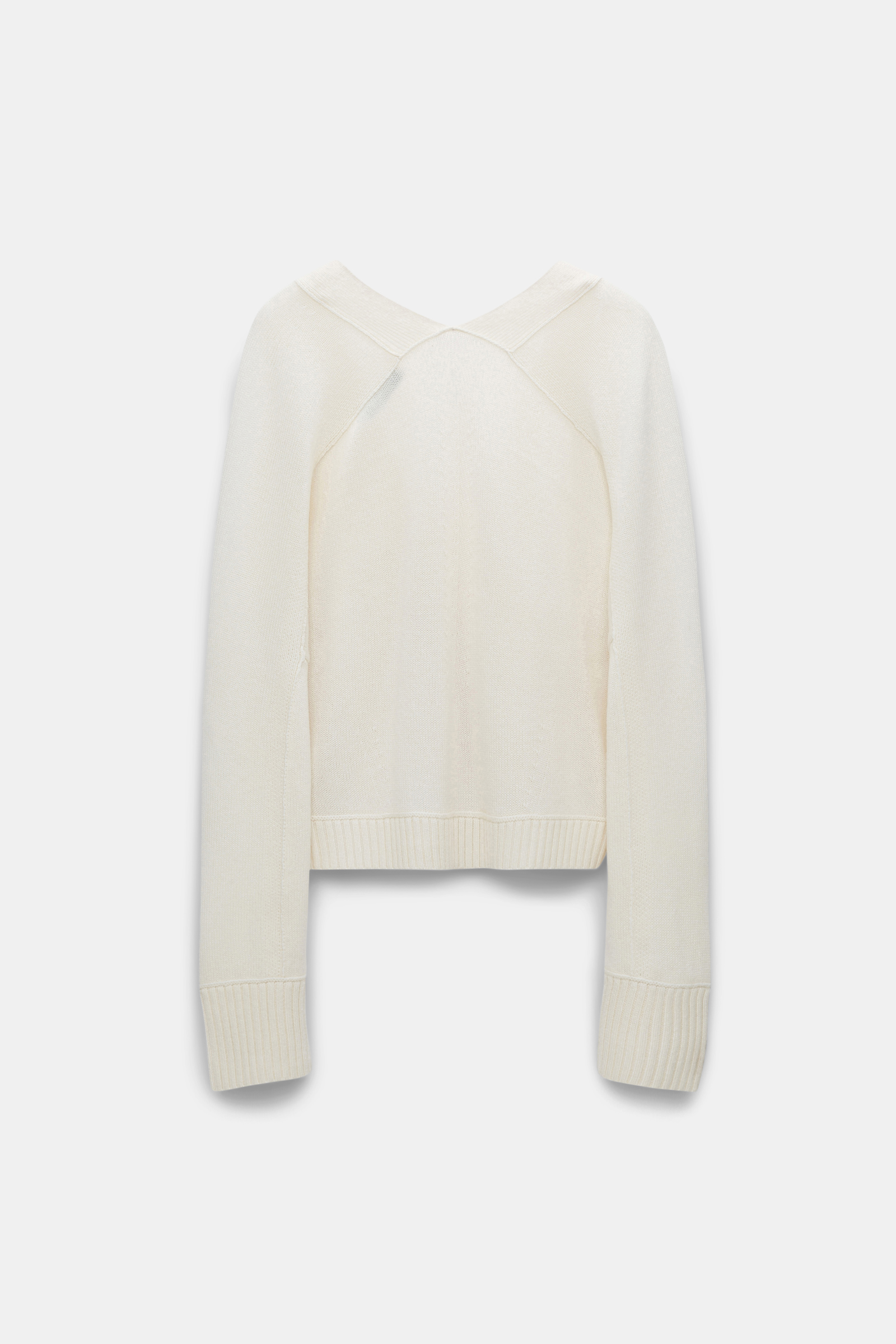Dorothee Schumacher Wool-cashmere V-neck cardigan with pockets camellia white