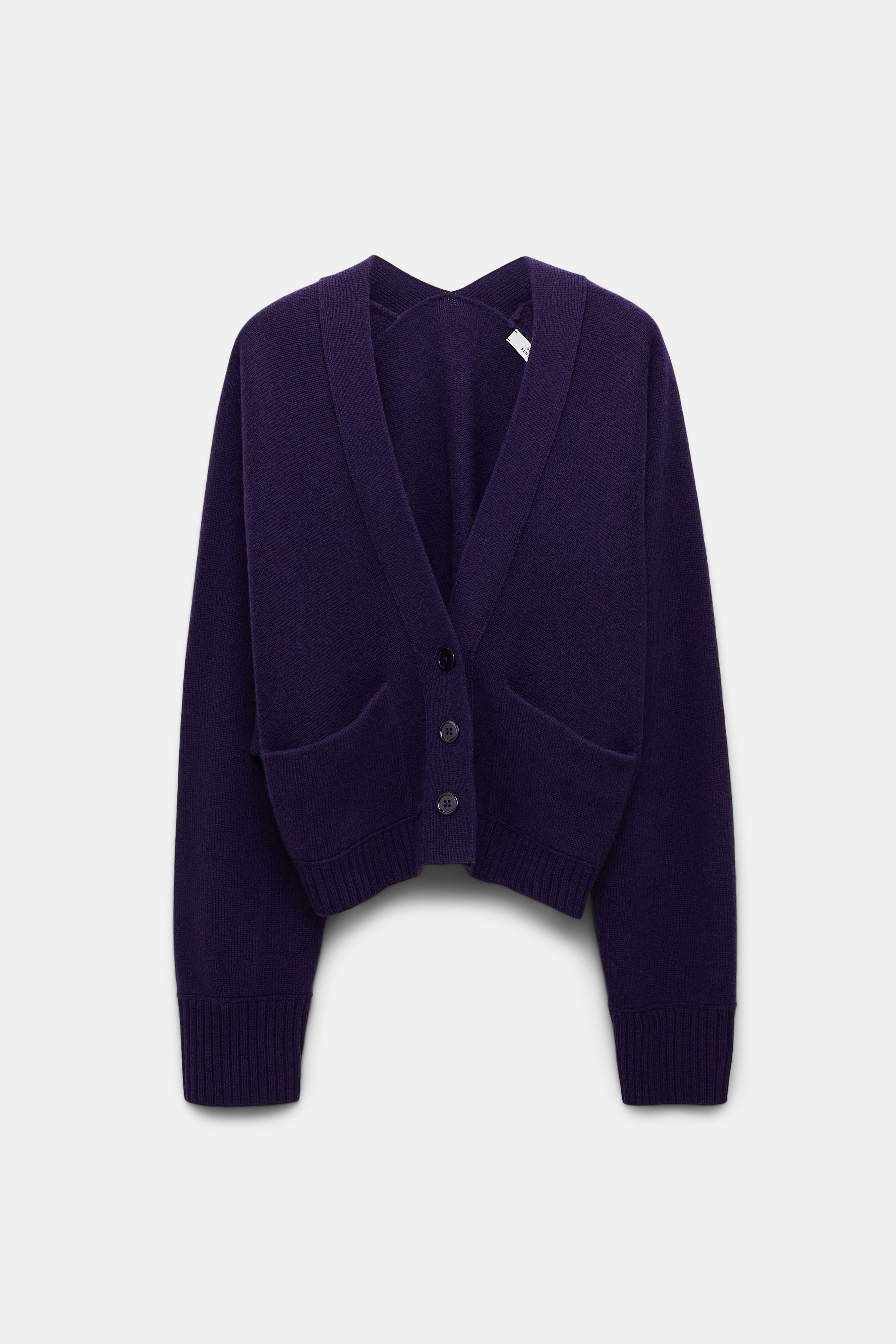 Dorothee Schumacher Wool-cashmere V-neck cardigan with pockets dark purple