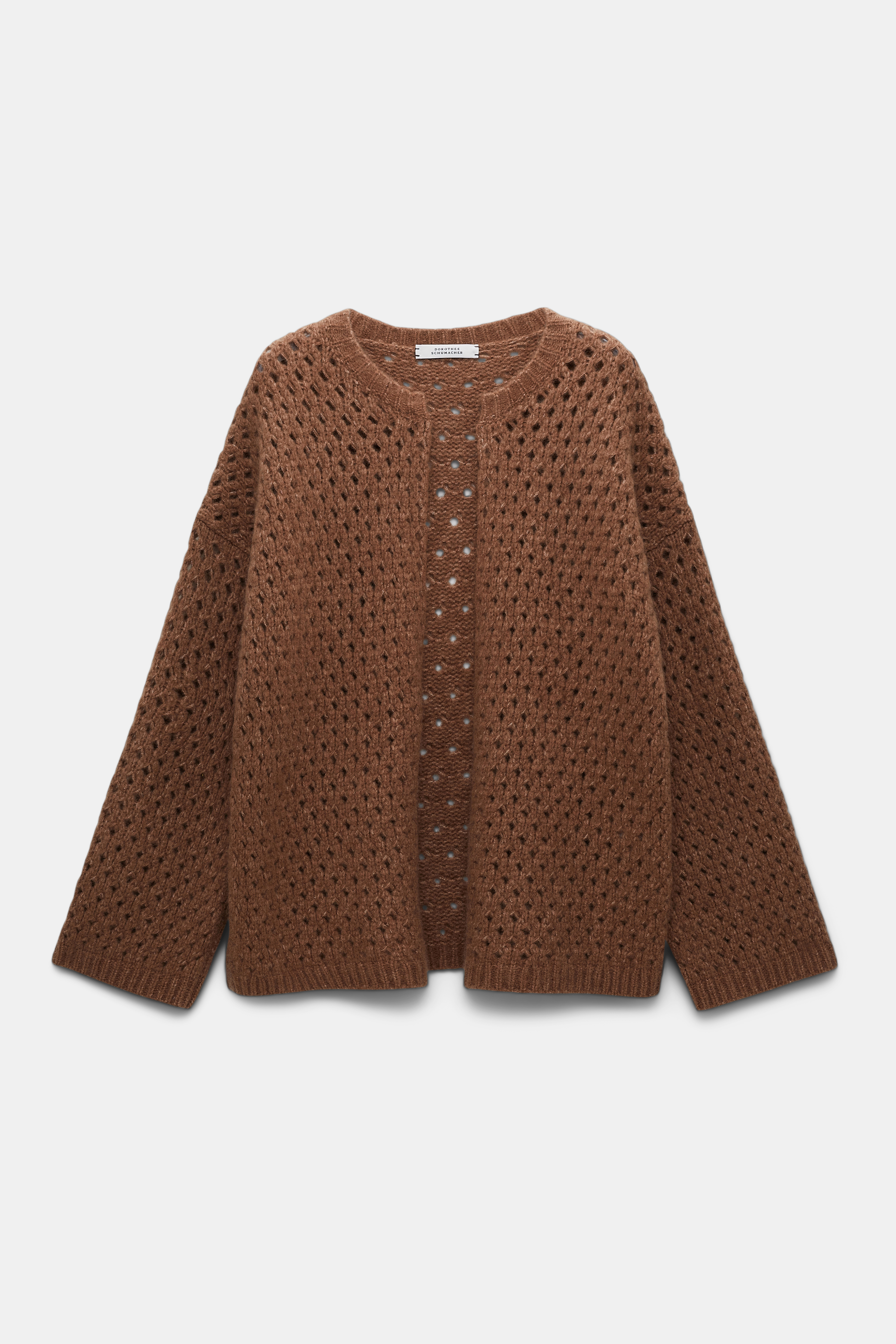 Dorothee Schumacher Cashmere-silk mix open knit cardigan fluffy brown