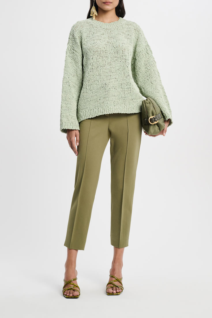 Dorothee Schumacher Textural open knit cotton pullover pale green