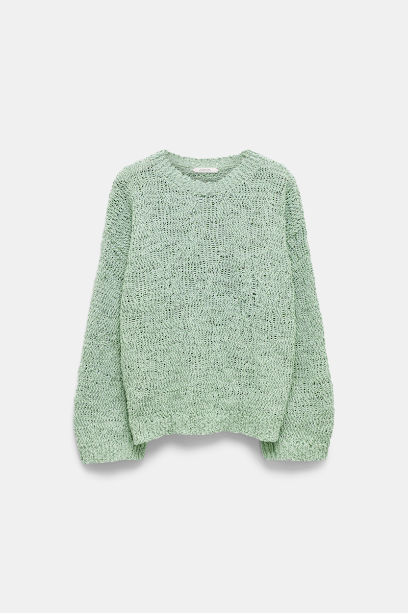 Dorothee Schumacher Textural Open Knit Cotton Pullover In Green