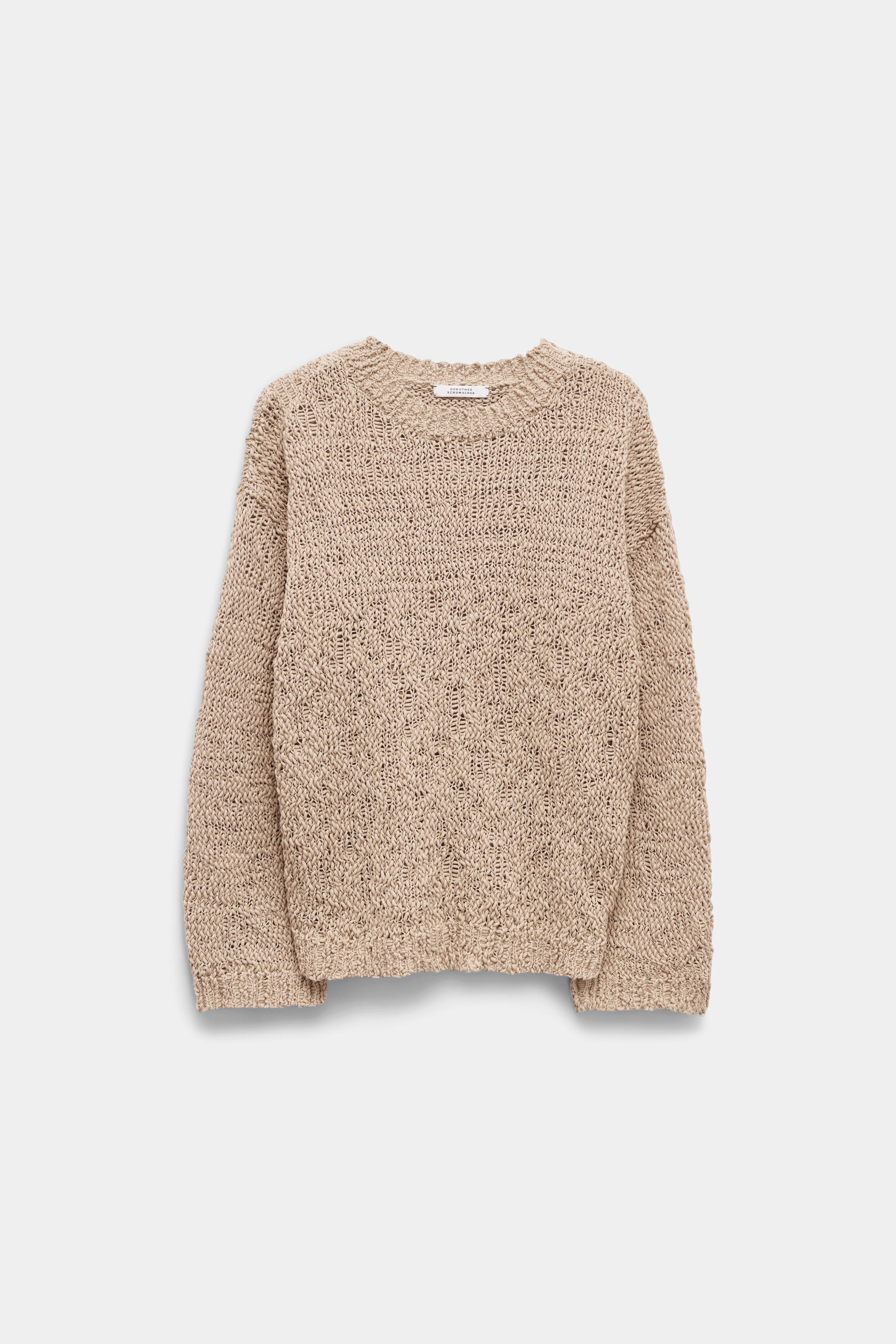 Dorothee Schumacher Textural open knit cotton pullover camel