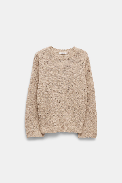 COTTON LOVE pullover Dorothee Schumacher Textural open knit cotton pullover camel