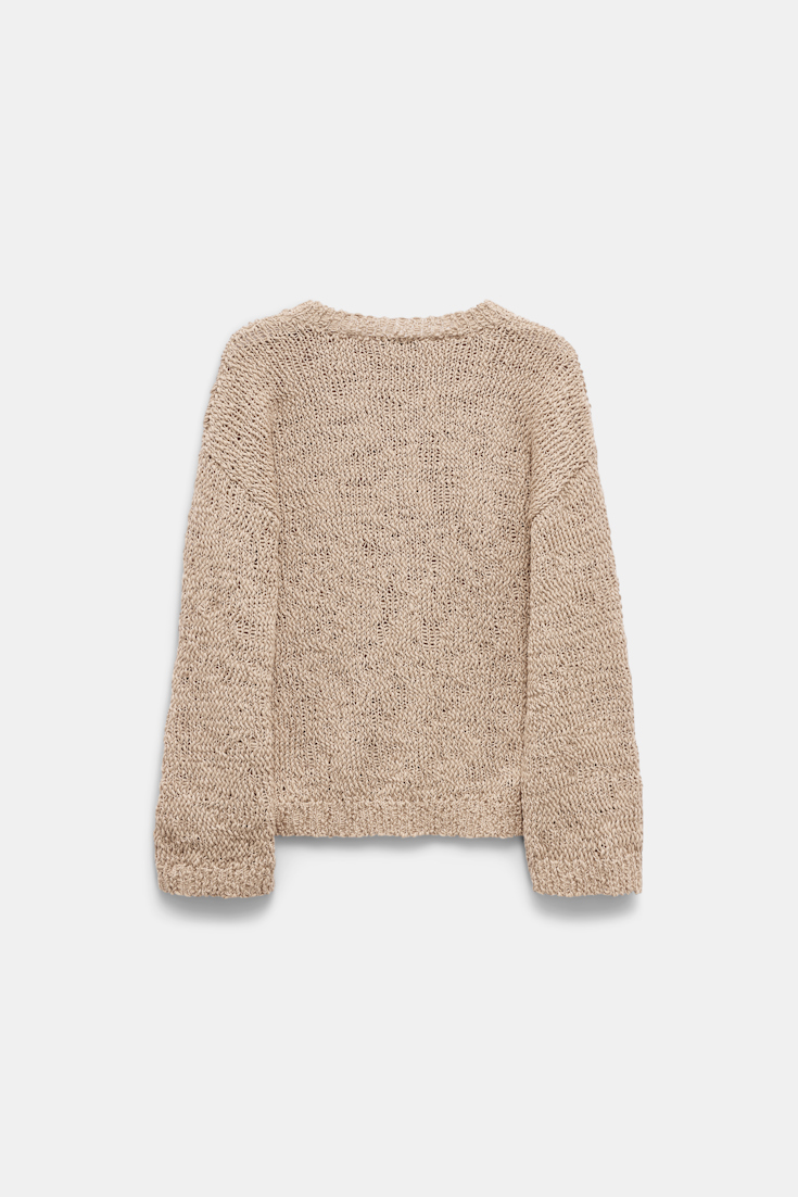 Dorothee Schumacher Textural open knit cotton pullover camel