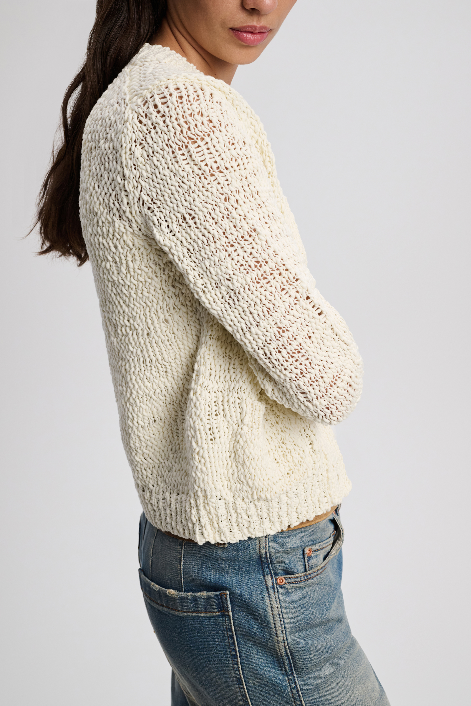 Dorothee Schumacher Textural knit cotton cardigan camellia white
