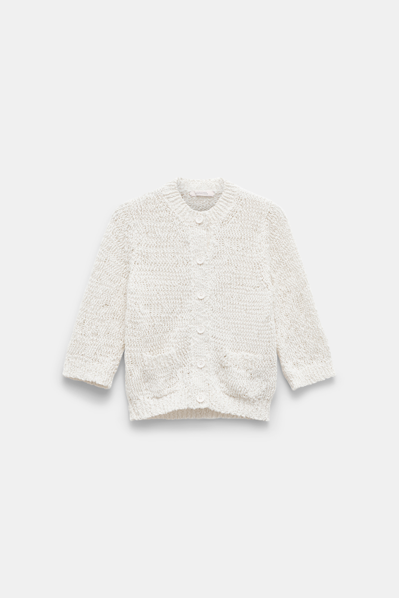 Dorothee Schumacher Textural Knit Cotton Cardigan In White