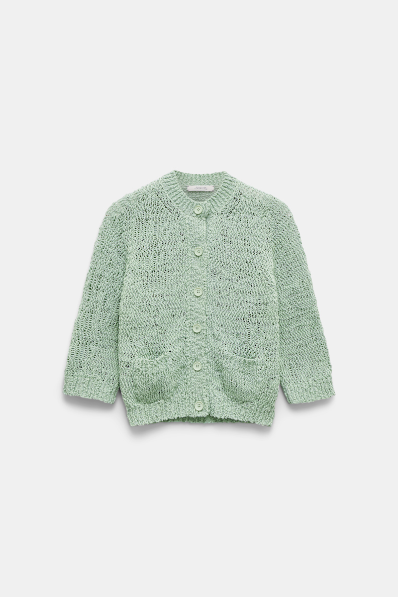 Dorothee Schumacher Textural Knit Cotton Cardigan In Green