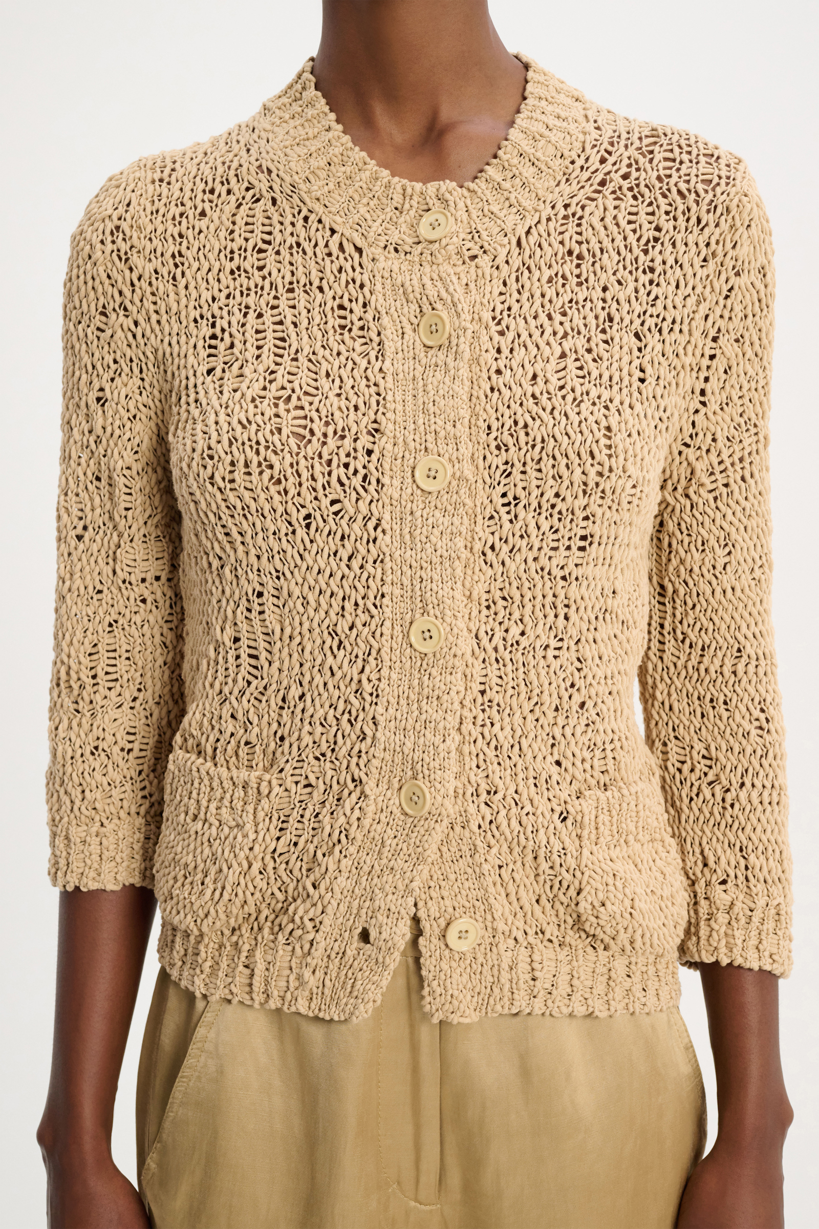 Dorothee Schumacher Textural knit cotton cardigan camel