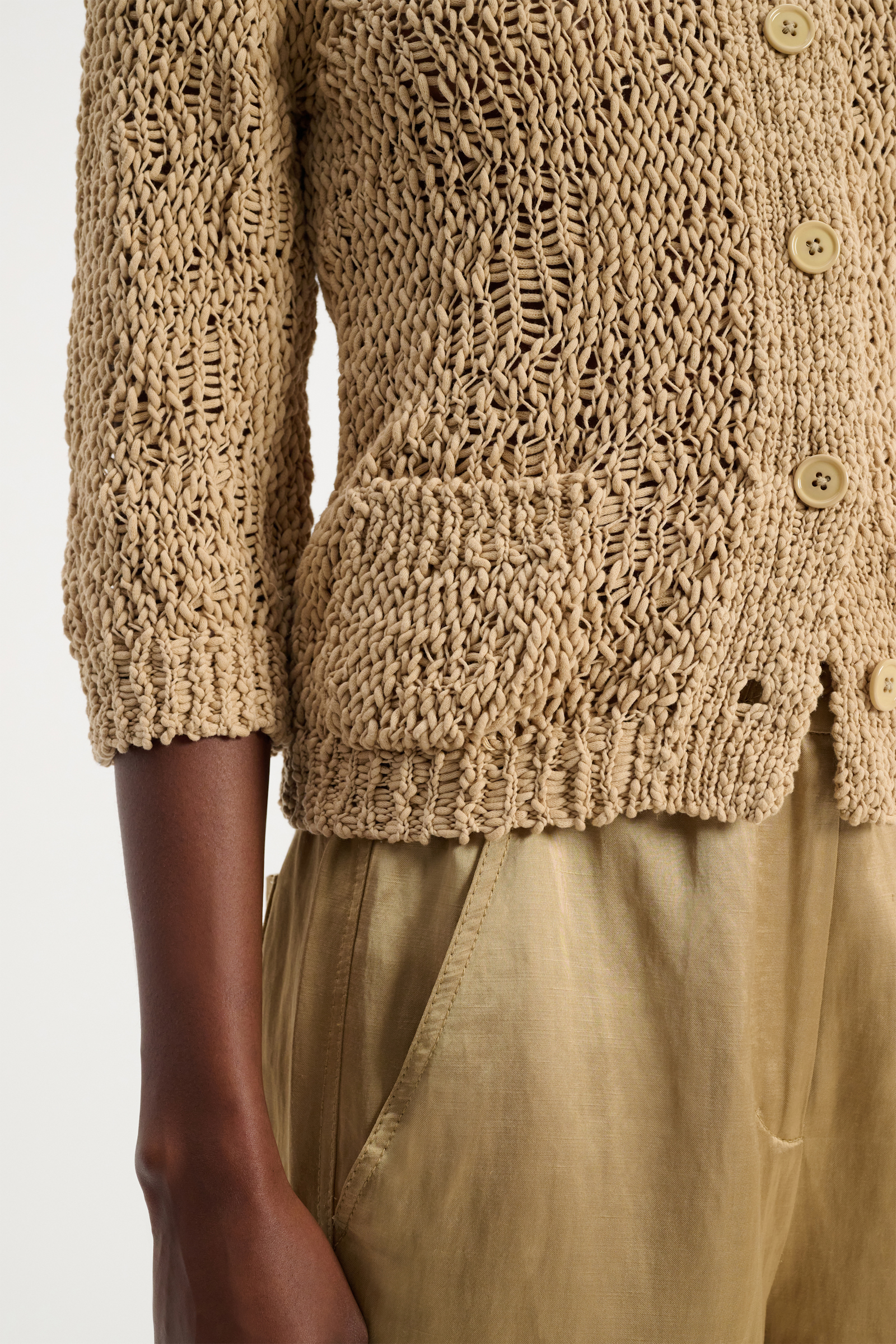Dorothee Schumacher Textural knit cotton cardigan camel