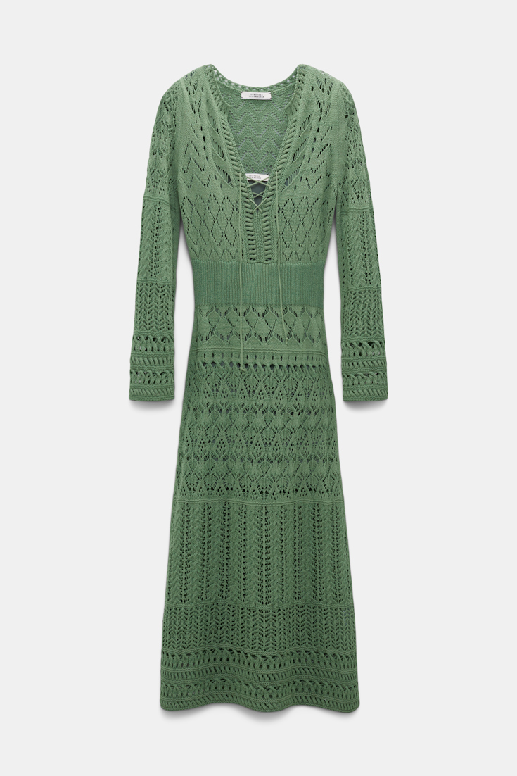 Dorothee Schumacher Open knit dress with mixed pointelle patterning soft green
