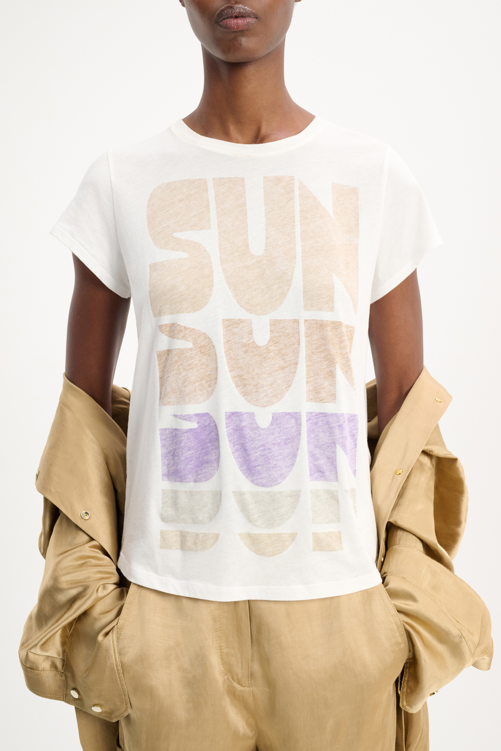 Dorothee Schumacher Cotton T-shirt with lettered SUN print print mix