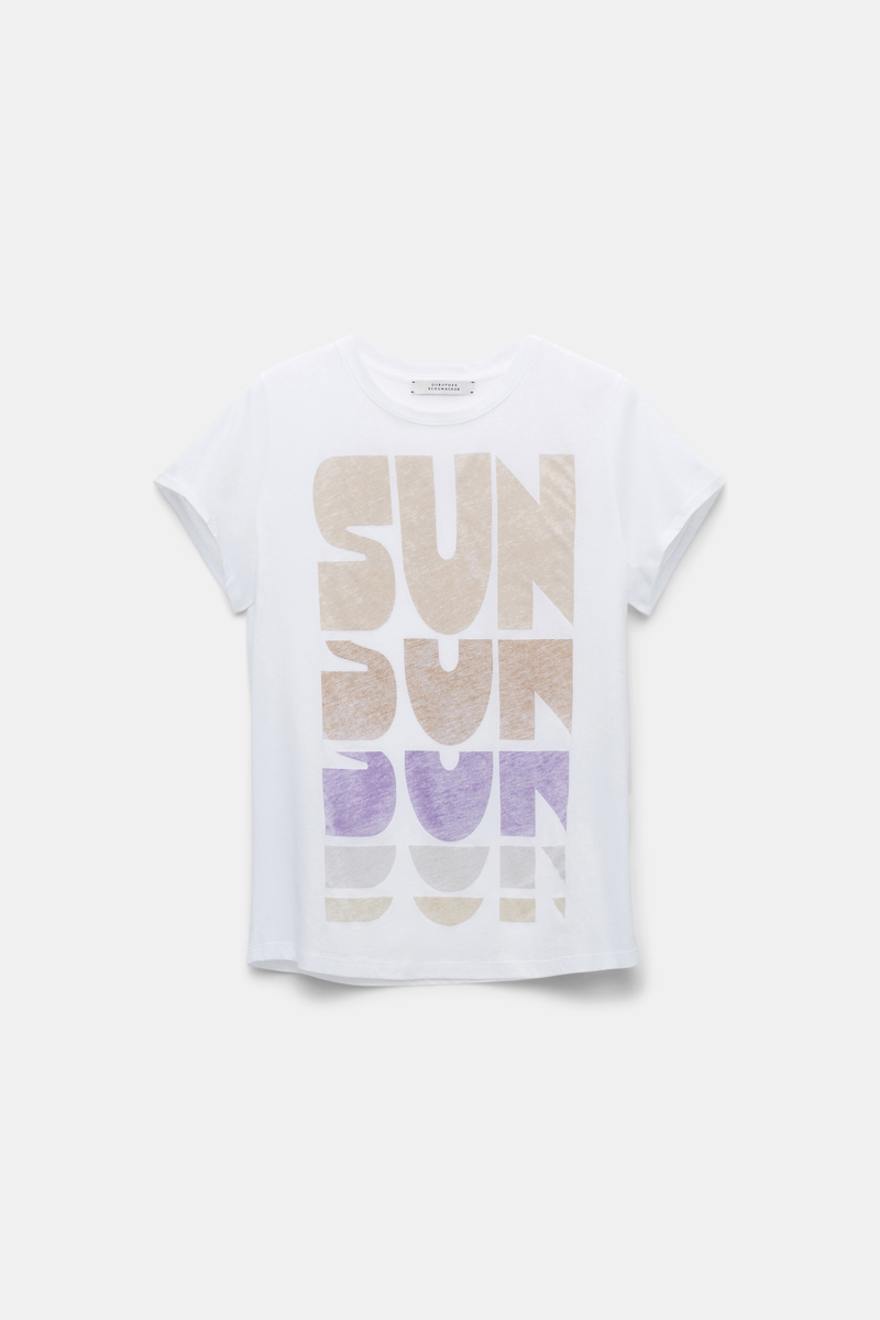 Dorothee Schumacher Cotton T-shirt With Lettered Sun Print In Multi Colour