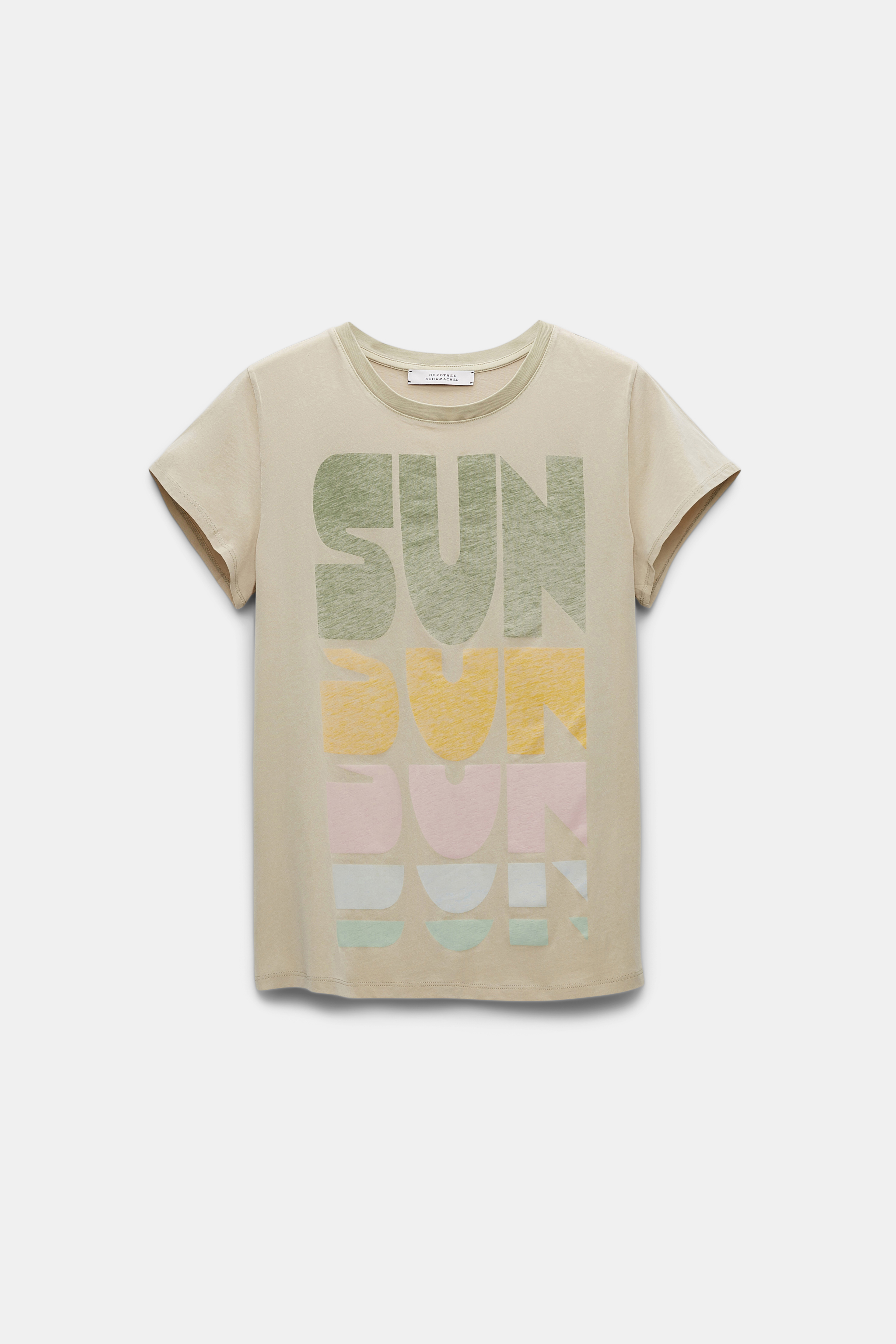 Dorothee Schumacher Cotton T-shirt with lettered SUN print green mix