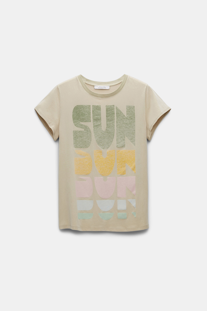 Dorothee Schumacher Cotton T-shirt With Lettered Sun Print In Multi Colour