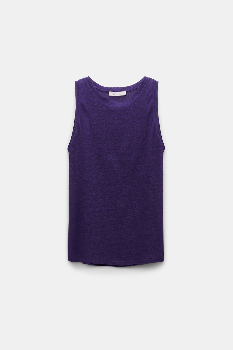 Dorothee Schumacher Hemp Tank Top With Pineapple Embroidery At The Nape In Violet