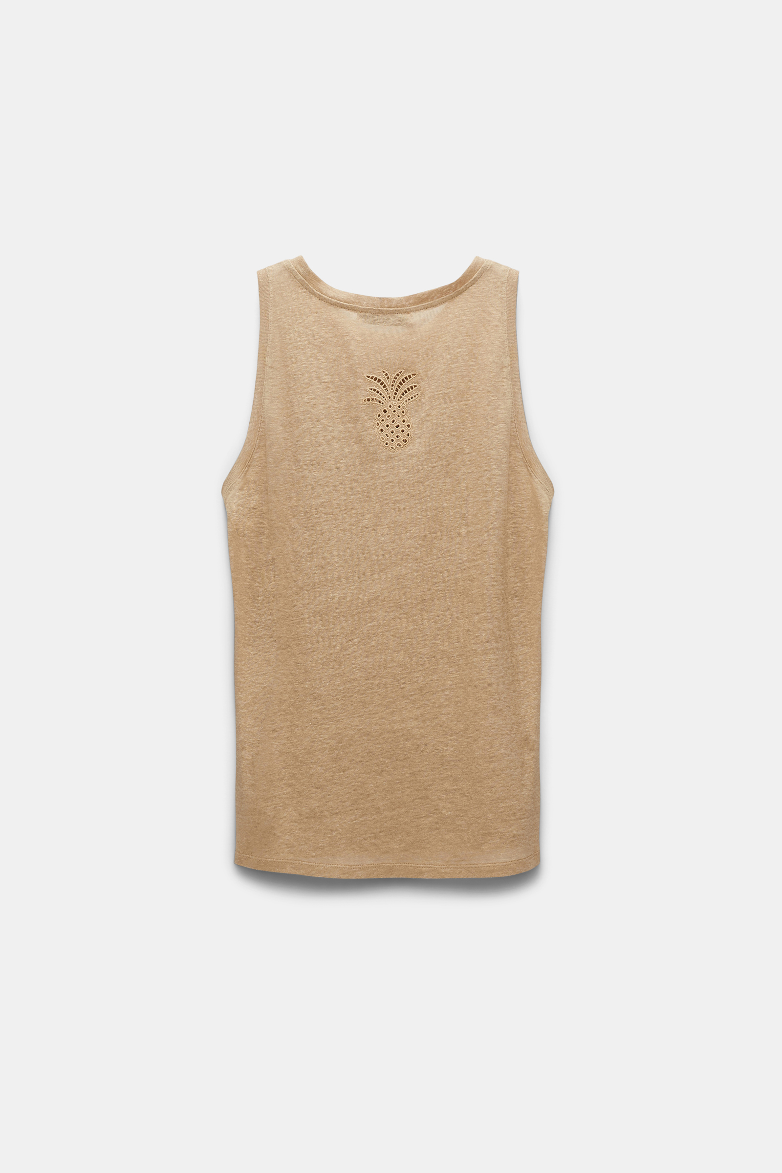 Dorothee Schumacher Hemp tank top with pineapple embroidery at the nape shimmering gold