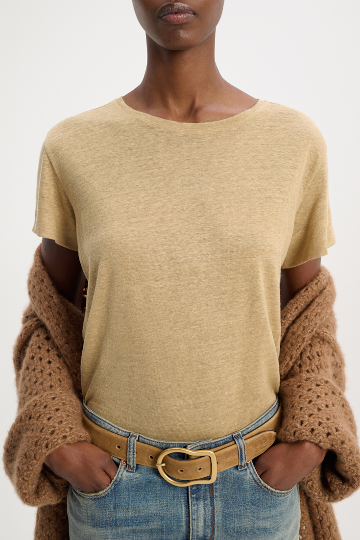 Dorothee Schumacher Round neck hemp T-shirt shimmering gold