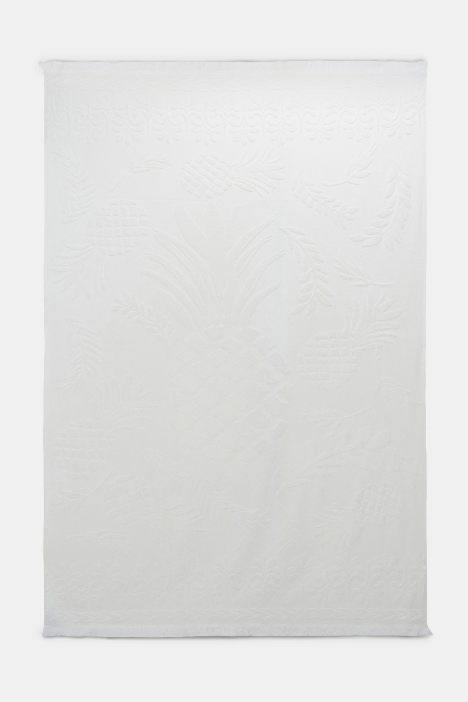 Dorothee Schumacher Cotton towel with woven jacquard pineapple pattern camellia white