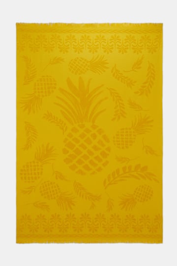 Dorothee Schumacher Cotton towel with woven jacquard pineapple pattern soft yellow