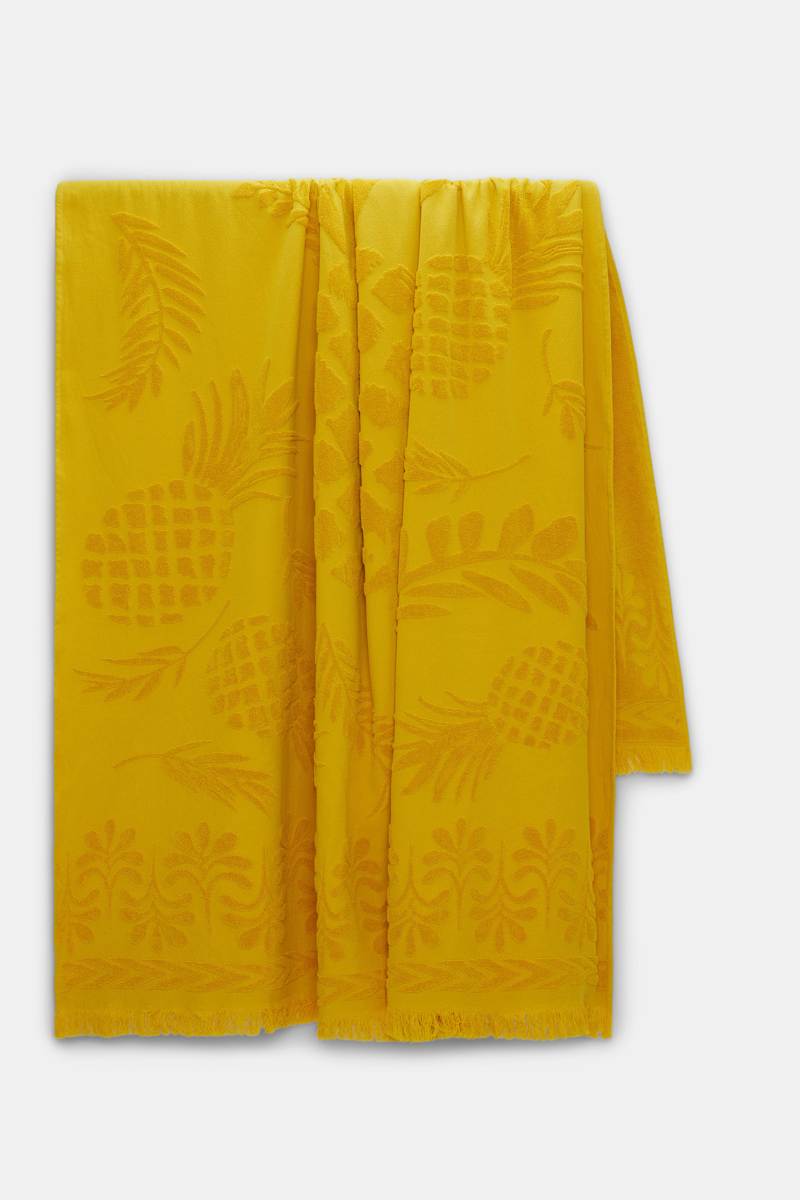 Dorothee Schumacher Cotton towel with woven jacquard pineapple pattern soft yellow