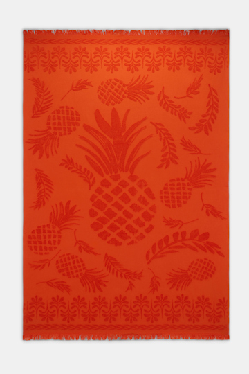 Dorothee Schumacher Cotton towel with woven jacquard pineapple pattern orange