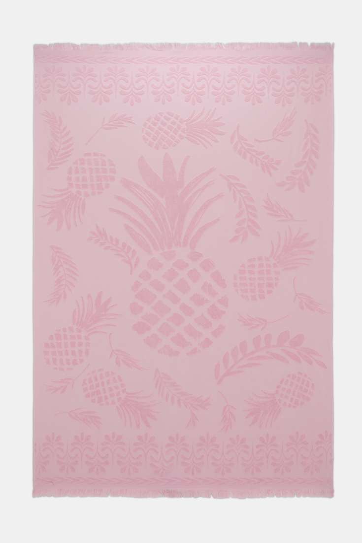 Dorothee Schumacher Cotton towel with woven jacquard pineapple pattern pink
