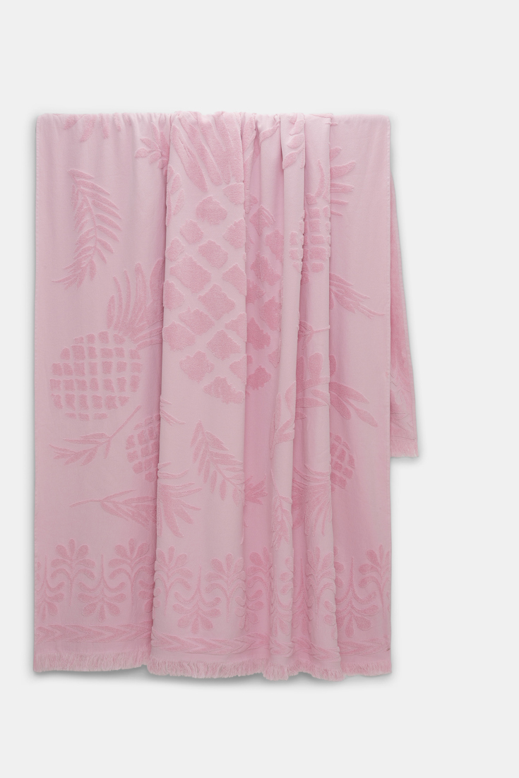 Dorothee Schumacher Cotton towel with woven jacquard pineapple pattern pink