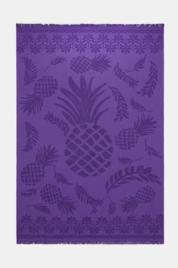 Dorothee Schumacher Cotton towel with woven jacquard pineapple pattern purple