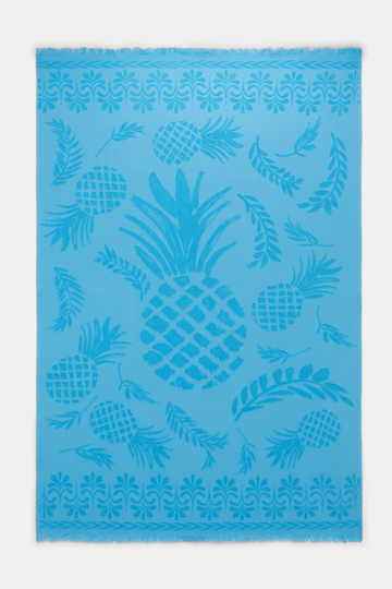 Dorothee Schumacher Cotton towel with woven jacquard pineapple pattern greyblue 2