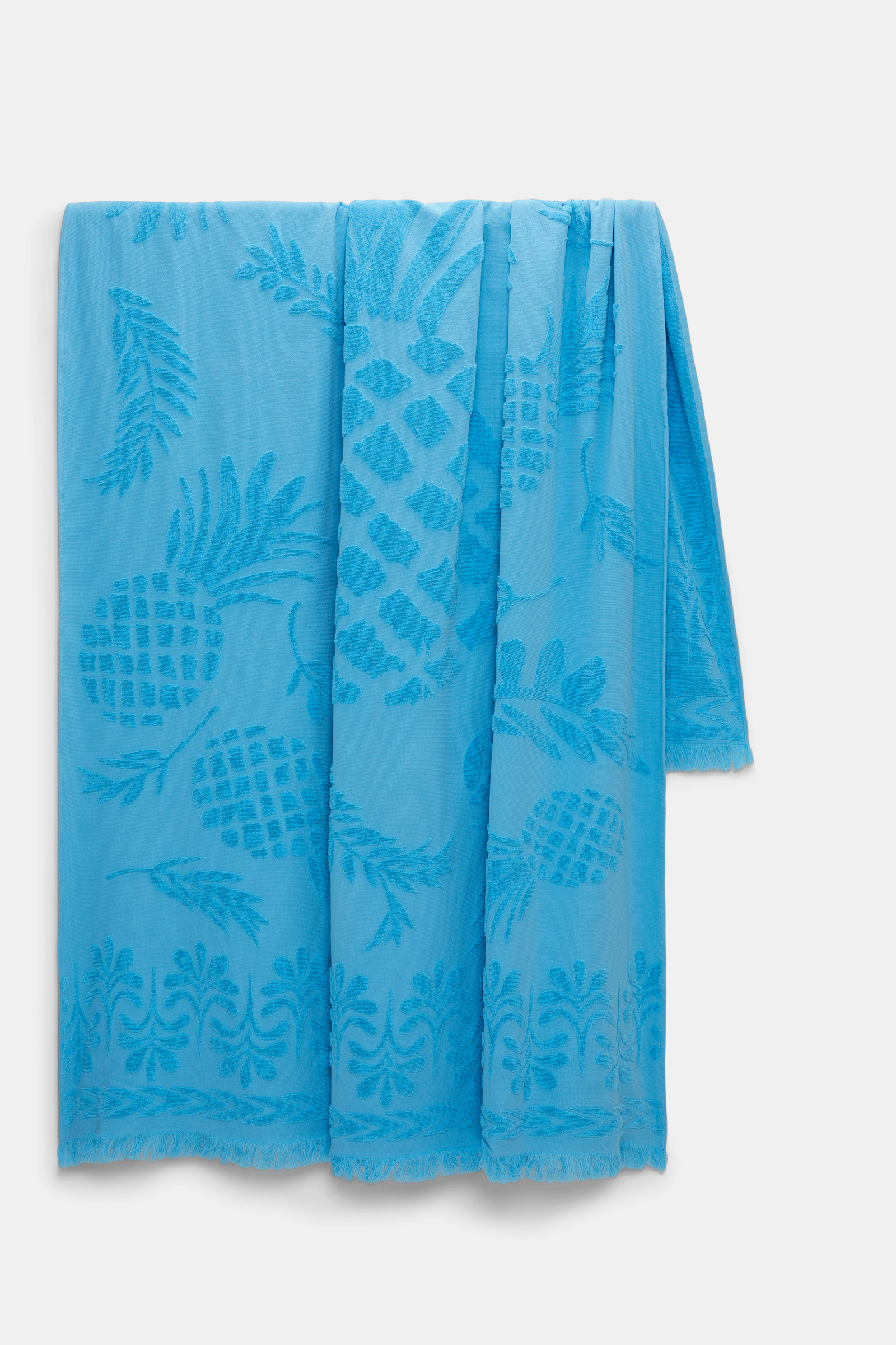 Dorothee Schumacher Cotton towel with woven jacquard pineapple pattern greyblue 2