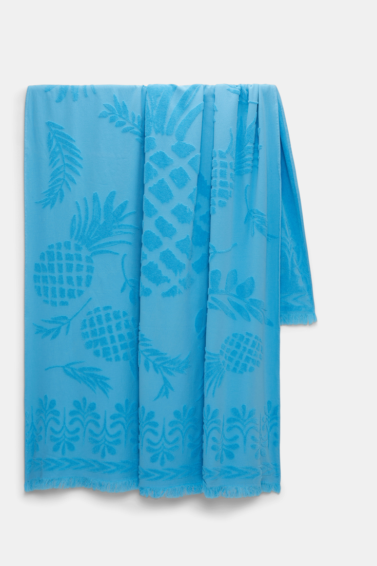 Dorothee Schumacher Cotton towel with woven jacquard pineapple pattern greyblue 2