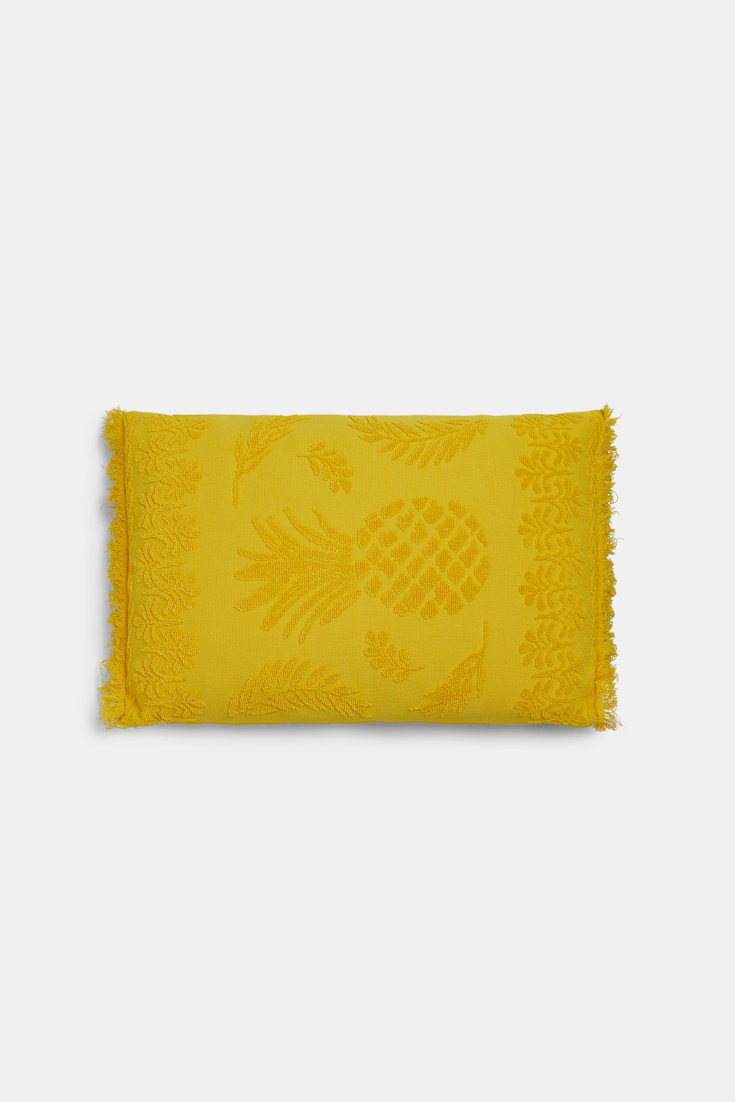 Dorothee Schumacher Cotton pillow with woven jacquard pineapple pattern soft yellow