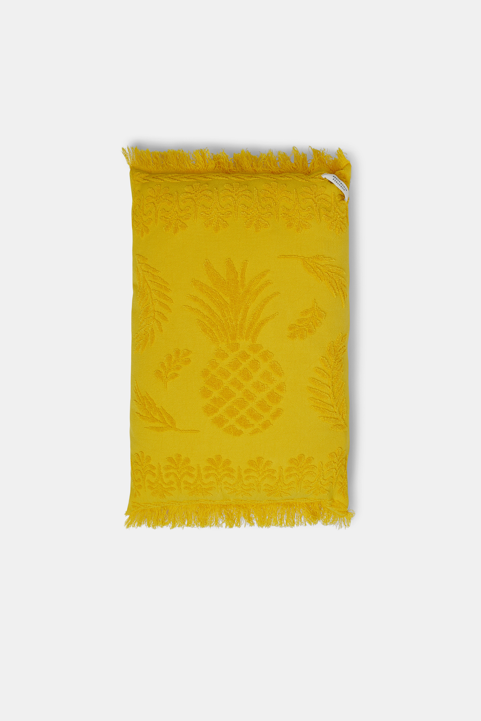 Dorothee Schumacher Cotton pillow with woven jacquard pineapple pattern soft yellow