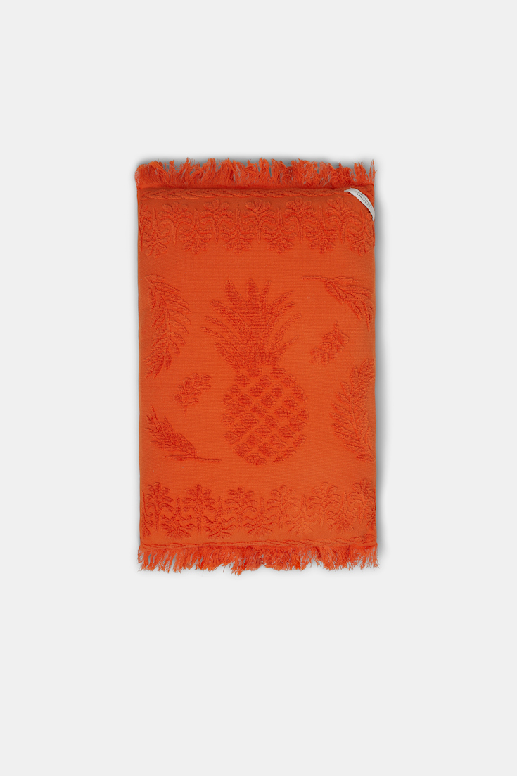 Dorothee Schumacher Cotton pillow with woven jacquard pineapple pattern orange